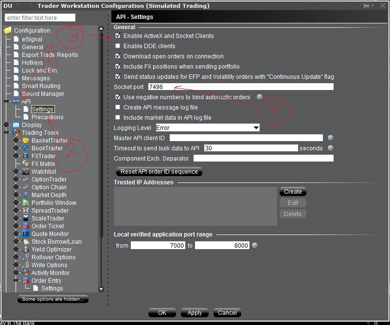 configuring IB Gateway to run python in IB API