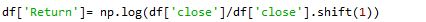 calculate the returns of the day