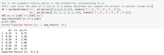code to compute the expected return of stock