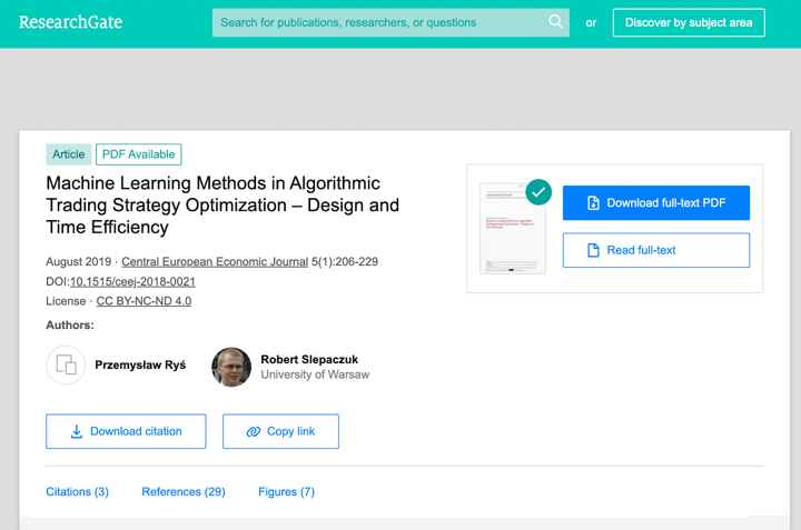 ML in algo trading strategy optimization