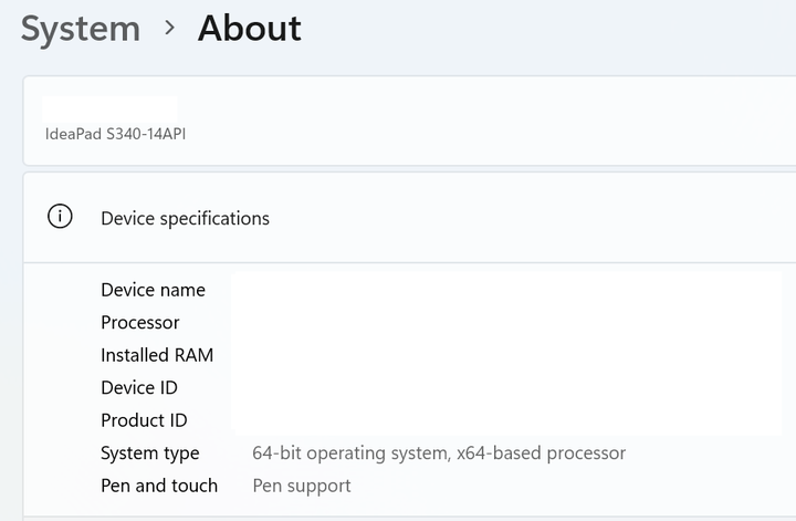 About in system for details