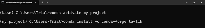 conda install -c conda-forge ta-lib